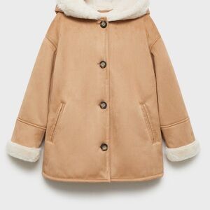 Mango Tan Hooded Puffer Jacket for Kids